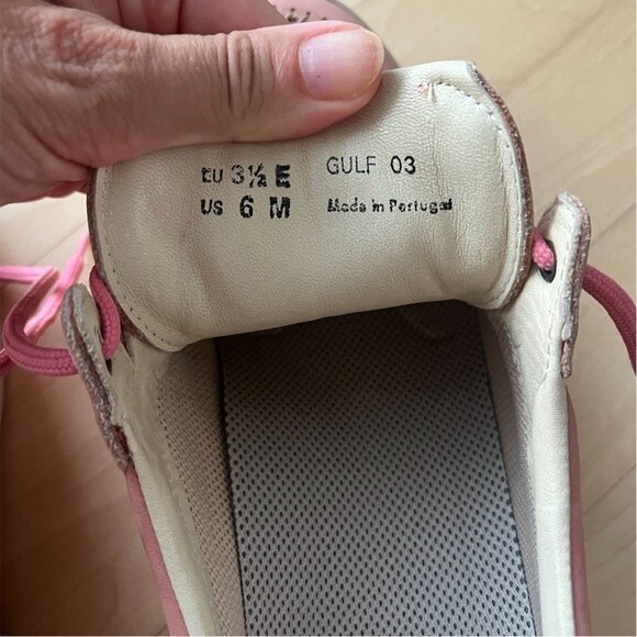 Bally Gulf 03 Leather Golf Laced Sneaker Shoes in Salmon Pink and White 6M - Picture 11 of 14